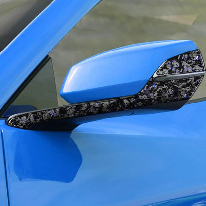 4pcs/Set Forged Gold Foil Carbon Fiber Car Rearview Mirror Decorative Sticker for Chevrolet Corvette C8 2020-, Right Driver(Blue) - Car Interior Mouldings by buy2fix | Online Shopping UK | buy2fix