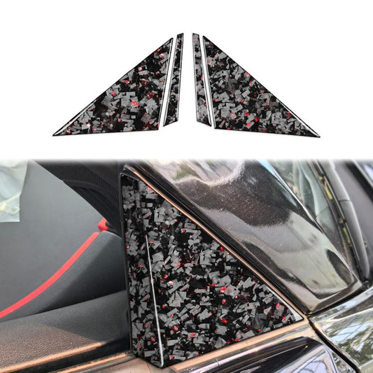 4pcs/Set Forged Gold Foil Carbon Fiber Car Outside A-pillar Decorative Sticker for Chevrolet Corvette C8 2020-, Left and Right Driver(Red) - Car Interior Mouldings by buy2fix | Online Shopping UK | buy2fix