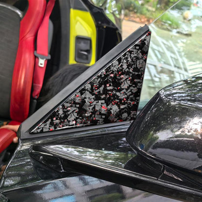 4pcs/Set Forged Gold Foil Carbon Fiber Car Outside A-pillar Decorative Sticker for Chevrolet Corvette C8 2020-, Left and Right Driver(Red) - Car Interior Mouldings by buy2fix | Online Shopping UK | buy2fix
