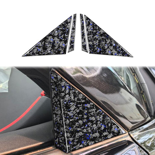 4pcs/Set Forged Gold Foil Carbon Fiber Car Outside A-pillar Decorative Sticker for Chevrolet Corvette C8 2020-, Left and Right Driver(Blue) - Car Interior Mouldings by buy2fix | Online Shopping UK | buy2fix