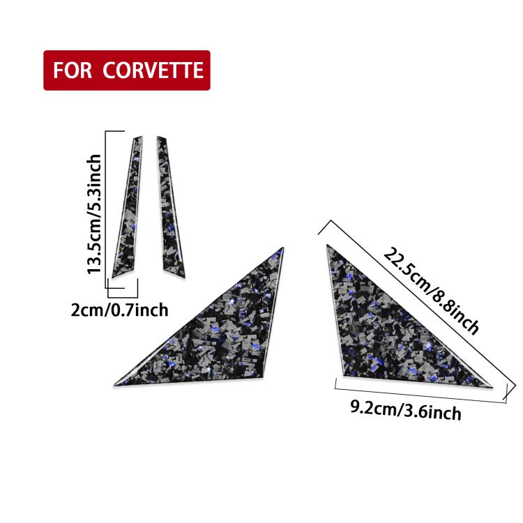 4pcs/Set Forged Gold Foil Carbon Fiber Car Outside A-pillar Decorative Sticker for Chevrolet Corvette C8 2020-, Left and Right Driver(Blue) - Car Interior Mouldings by buy2fix | Online Shopping UK | buy2fix