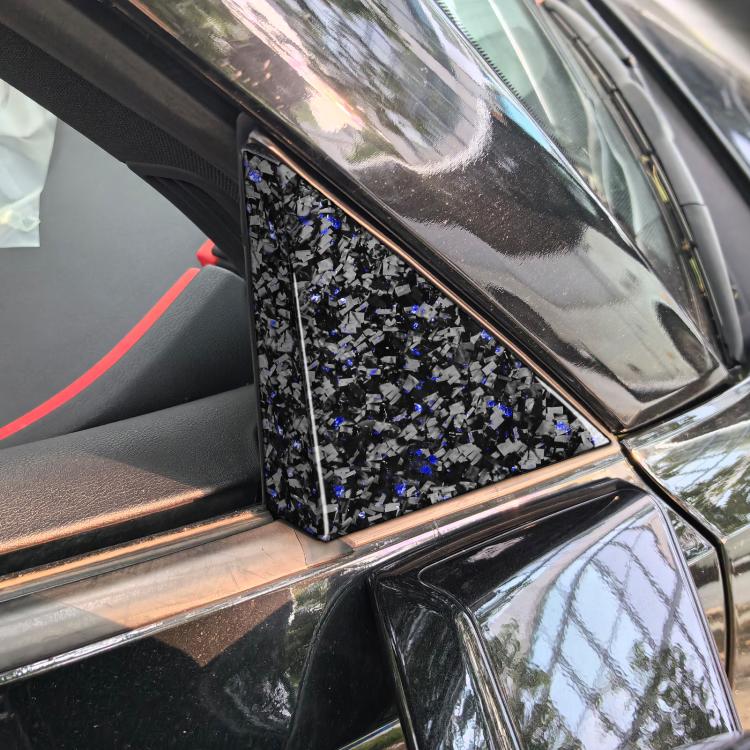 4pcs/Set Forged Gold Foil Carbon Fiber Car Outside A-pillar Decorative Sticker for Chevrolet Corvette C8 2020-, Left and Right Driver(Blue) - Car Interior Mouldings by buy2fix | Online Shopping UK | buy2fix