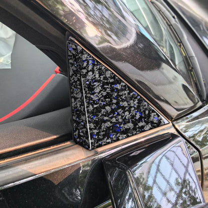 4pcs/Set Forged Gold Foil Carbon Fiber Car Outside A-pillar Decorative Sticker for Chevrolet Corvette C8 2020-, Left and Right Driver(Blue) - Car Interior Mouldings by buy2fix | Online Shopping UK | buy2fix