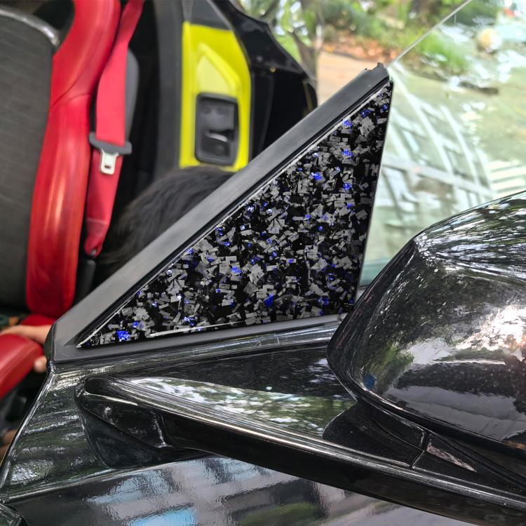 4pcs/Set Forged Gold Foil Carbon Fiber Car Outside A-pillar Decorative Sticker for Chevrolet Corvette C8 2020-, Left and Right Driver(Blue) - Car Interior Mouldings by buy2fix | Online Shopping UK | buy2fix