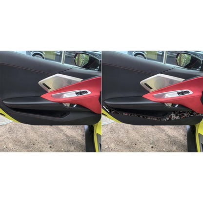 4pcs/Set Forged Gold Foil Carbon Fiber Car Door Storage Panel Decorative Sticker for Chevrolet Corvette C8 2020-, Left and Right Driver(Red) - Car Interior Mouldings by buy2fix | Online Shopping UK | buy2fix