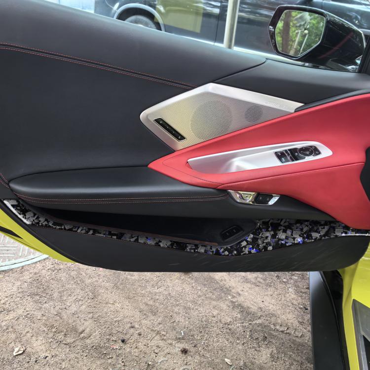 4pcs/Set Forged Gold Foil Carbon Fiber Car Door Storage Panel Decorative Sticker for Chevrolet Corvette C8 2020-, Left and Right Driver(Blue) - Car Interior Mouldings by buy2fix | Online Shopping UK | buy2fix