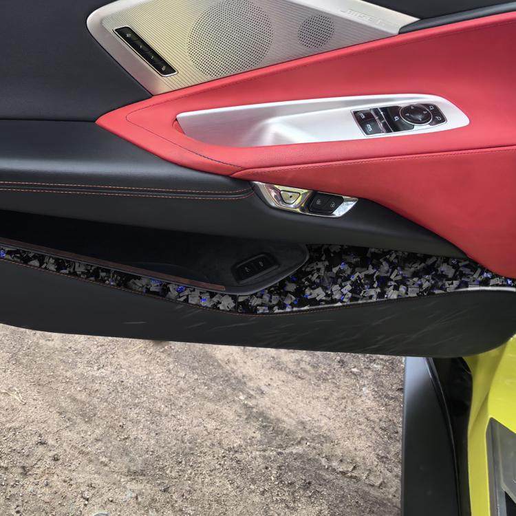 4pcs/Set Forged Gold Foil Carbon Fiber Car Door Storage Panel Decorative Sticker for Chevrolet Corvette C8 2020-, Left and Right Driver(Blue) - Car Interior Mouldings by buy2fix | Online Shopping UK | buy2fix