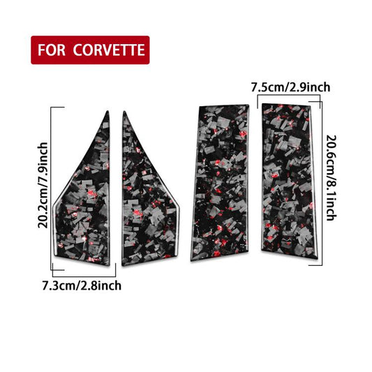 4pcs/Set Forged Gold Foil Carbon Fiber Car Roof Sides Decorative Sticker for Chevrolet Corvette C8 2020-, Left and Right Driver(Red) - Car Interior Mouldings by buy2fix | Online Shopping UK | buy2fix