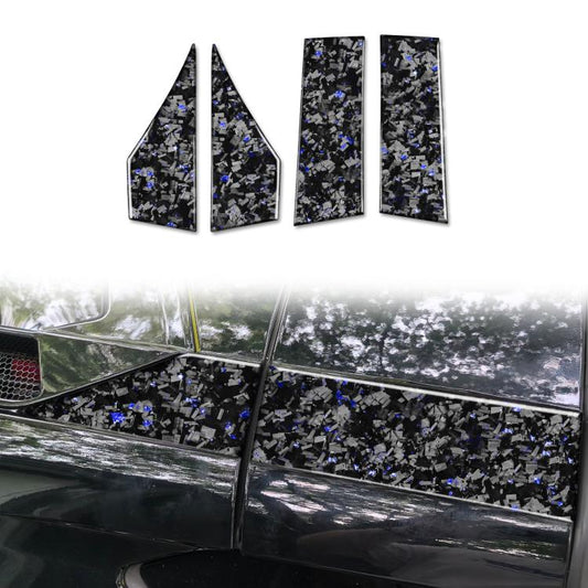 4pcs/Set Forged Gold Foil Carbon Fiber Car Roof Sides Decorative Sticker for Chevrolet Corvette C8 2020-, Left and Right Driver(Blue) - Car Interior Mouldings by buy2fix | Online Shopping UK | buy2fix