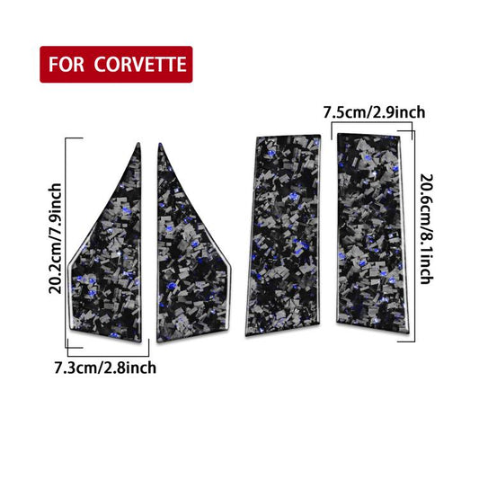 4pcs/Set Forged Gold Foil Carbon Fiber Car Roof Sides Decorative Sticker for Chevrolet Corvette C8 2020-, Left and Right Driver(Blue) - Car Interior Mouldings by buy2fix | Online Shopping UK | buy2fix