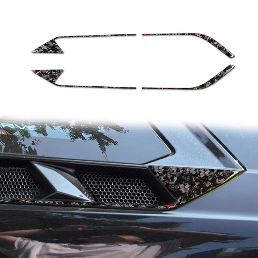 4pcs/Set Forged Gold Foil Carbon Fiber Car Roof Engine Vents Decorative Sticker for Chevrolet Corvette C8 2020-, Left and Right Driver(Red) - Car Interior Mouldings by buy2fix | Online Shopping UK | buy2fix