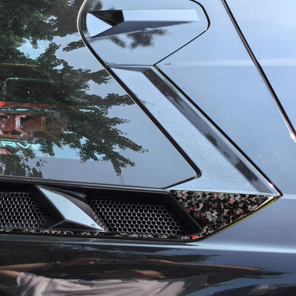 4pcs/Set Forged Gold Foil Carbon Fiber Car Roof Engine Vents Decorative Sticker for Chevrolet Corvette C8 2020-, Left and Right Driver(Red) - Car Interior Mouldings by buy2fix | Online Shopping UK | buy2fix