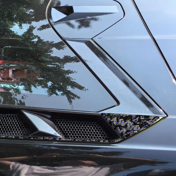4pcs/Set Forged Gold Foil Carbon Fiber Car Roof Engine Vents Decorative Sticker for Chevrolet Corvette C8 2020-, Left and Right Driver(Blue) - Car Interior Mouldings by buy2fix | Online Shopping UK | buy2fix
