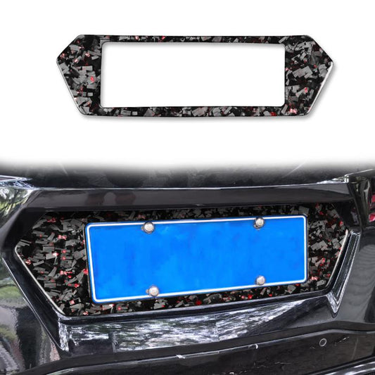 Forged Gold Foil Carbon Fiber Car Rear License Plate Frame Decorative Sticker for Chevrolet Corvette C8 2020-, Left and Right Driver(Red) - Car Interior Mouldings by buy2fix | Online Shopping UK | buy2fix