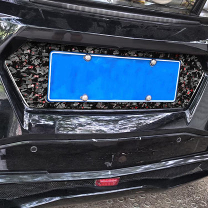 Forged Gold Foil Carbon Fiber Car Rear License Plate Frame Decorative Sticker for Chevrolet Corvette C8 2020-, Left and Right Driver(Red) - Car Interior Mouldings by buy2fix | Online Shopping UK | buy2fix