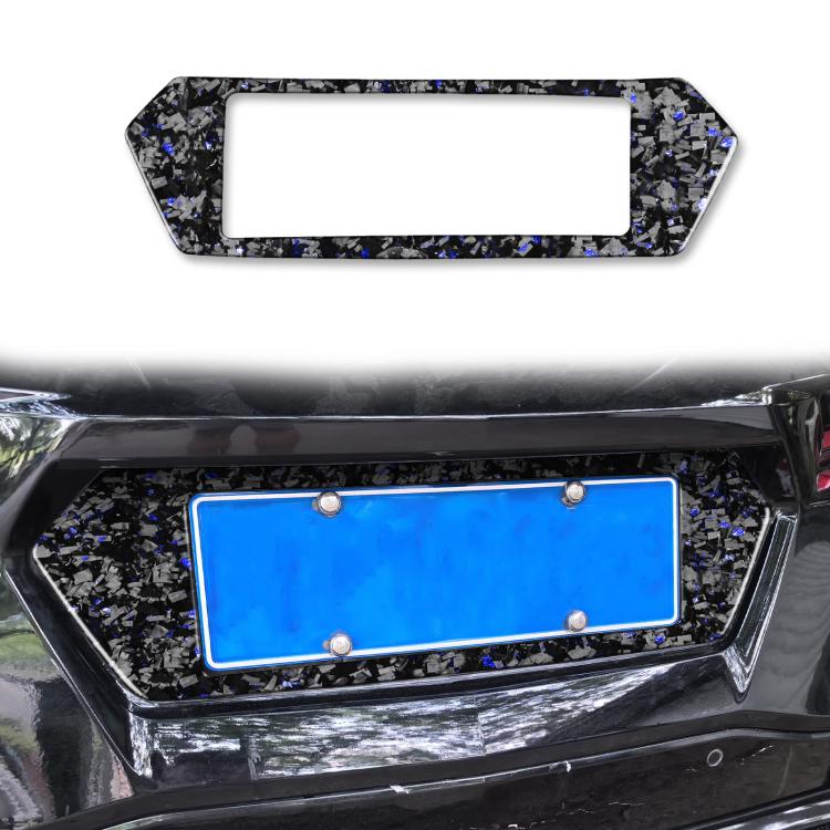 Forged Gold Foil Carbon Fiber Car Rear License Plate Frame Decorative Sticker for Chevrolet Corvette C8 2020-, Left and Right Driver(Blue) - Car Interior Mouldings by buy2fix | Online Shopping UK | buy2fix