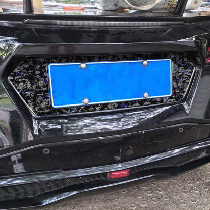 Forged Gold Foil Carbon Fiber Car Rear License Plate Frame Decorative Sticker for Chevrolet Corvette C8 2020-, Left and Right Driver(Blue) - Car Interior Mouldings by buy2fix | Online Shopping UK | buy2fix