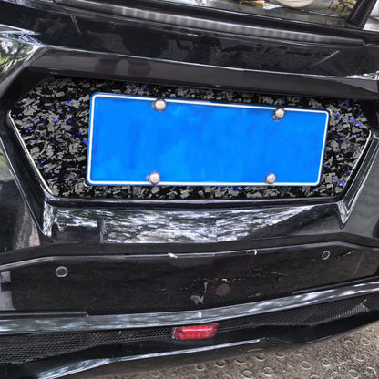 Forged Gold Foil Carbon Fiber Car Rear License Plate Frame Decorative Sticker for Chevrolet Corvette C8 2020-, Left and Right Driver(Blue) - Car Interior Mouldings by buy2fix | Online Shopping UK | buy2fix