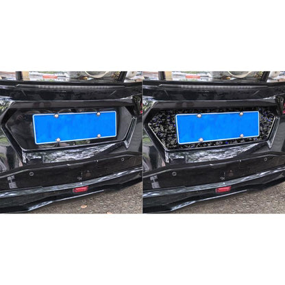 Forged Gold Foil Carbon Fiber Car Rear License Plate Frame Decorative Sticker for Chevrolet Corvette C8 2020-, Left and Right Driver(Blue) - Car Interior Mouldings by buy2fix | Online Shopping UK | buy2fix