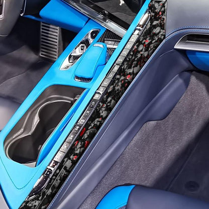 2pcs/Set Forged Gold Foil Carbon Fiber Car Center Console Side Decorative Sticker for Chevrolet Corvette C8 2020-, Left Driver(Red) - Car Interior Mouldings by buy2fix | Online Shopping UK | buy2fix