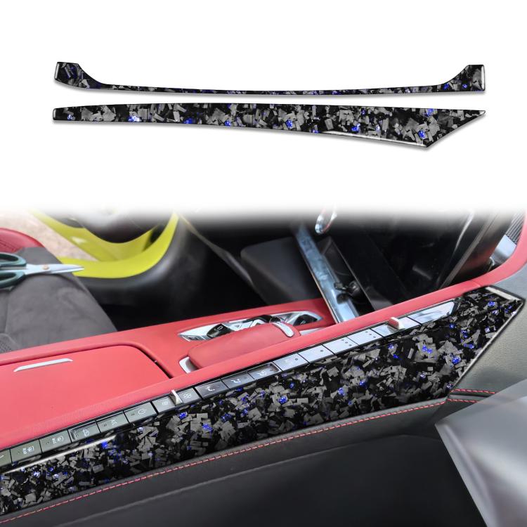 2pcs/Set Forged Gold Foil Carbon Fiber Car Center Console Side Decorative Sticker for Chevrolet Corvette C8 2020-, Left Driver(Blue) - Car Interior Mouldings by buy2fix | Online Shopping UK | buy2fix