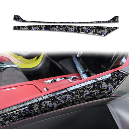 2pcs/Set Forged Gold Foil Carbon Fiber Car Center Console Side Decorative Sticker for Chevrolet Corvette C8 2020-, Left Driver(Blue) - Car Interior Mouldings by buy2fix | Online Shopping UK | buy2fix