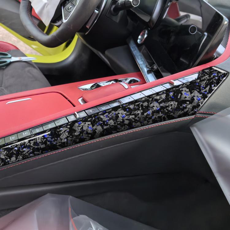 2pcs/Set Forged Gold Foil Carbon Fiber Car Center Console Side Decorative Sticker for Chevrolet Corvette C8 2020-, Left Driver(Blue) - Car Interior Mouldings by buy2fix | Online Shopping UK | buy2fix