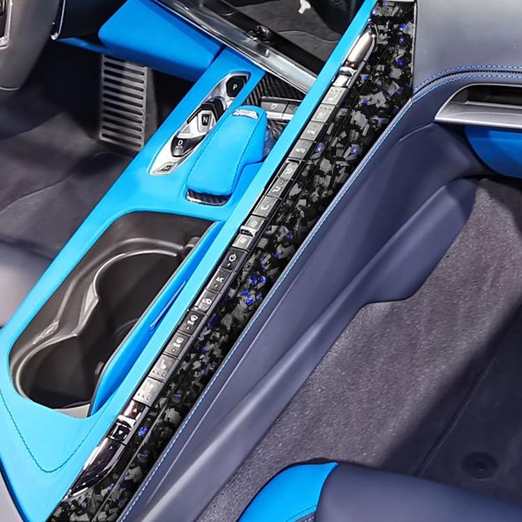 2pcs/Set Forged Gold Foil Carbon Fiber Car Center Console Side Decorative Sticker for Chevrolet Corvette C8 2020-, Left Driver(Blue) - Car Interior Mouldings by buy2fix | Online Shopping UK | buy2fix