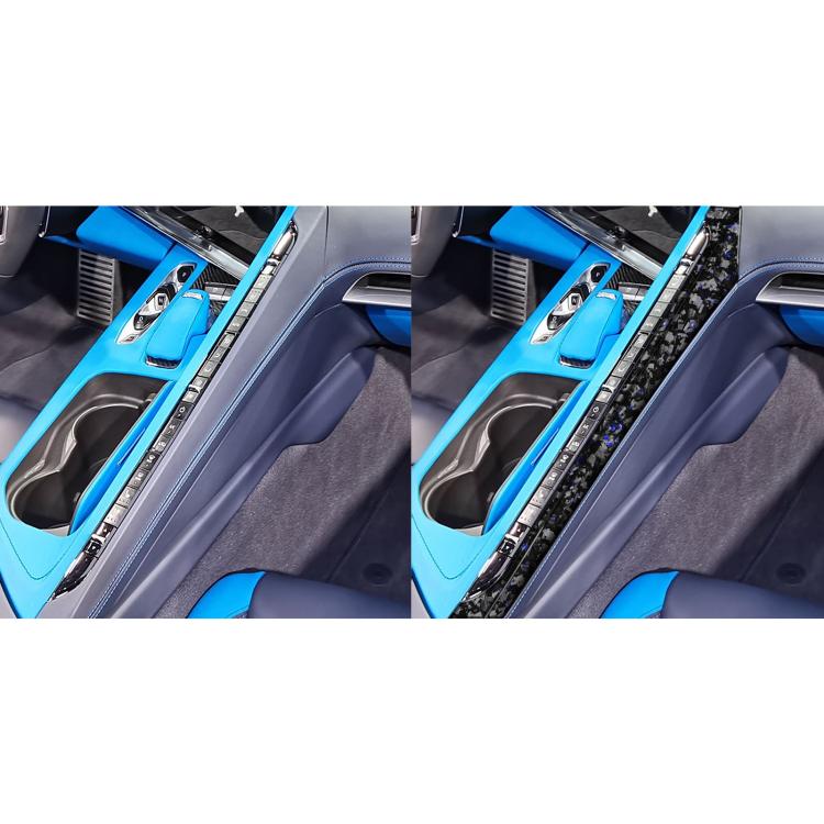 2pcs/Set Forged Gold Foil Carbon Fiber Car Center Console Side Decorative Sticker for Chevrolet Corvette C8 2020-, Left Driver(Blue) - Car Interior Mouldings by buy2fix | Online Shopping UK | buy2fix