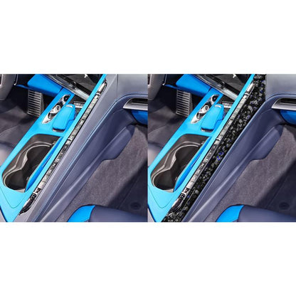 2pcs/Set Forged Gold Foil Carbon Fiber Car Center Console Side Decorative Sticker for Chevrolet Corvette C8 2020-, Left Driver(Blue) - Car Interior Mouldings by buy2fix | Online Shopping UK | buy2fix