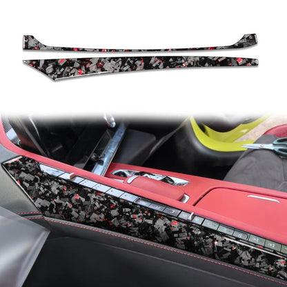 2pcs/Set Forged Gold Foil Carbon Fiber Car Center Console Side Decorative Sticker for Chevrolet Corvette C8 2020-, Right Driver(Red) - Car Interior Mouldings by buy2fix | Online Shopping UK | buy2fix