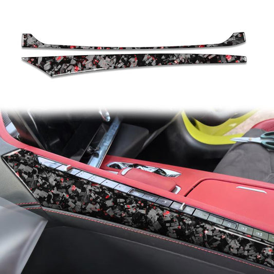 2pcs/Set Forged Gold Foil Carbon Fiber Car Center Console Side Decorative Sticker for Chevrolet Corvette C8 2020-, Right Driver(Red) - Car Interior Mouldings by buy2fix | Online Shopping UK | buy2fix