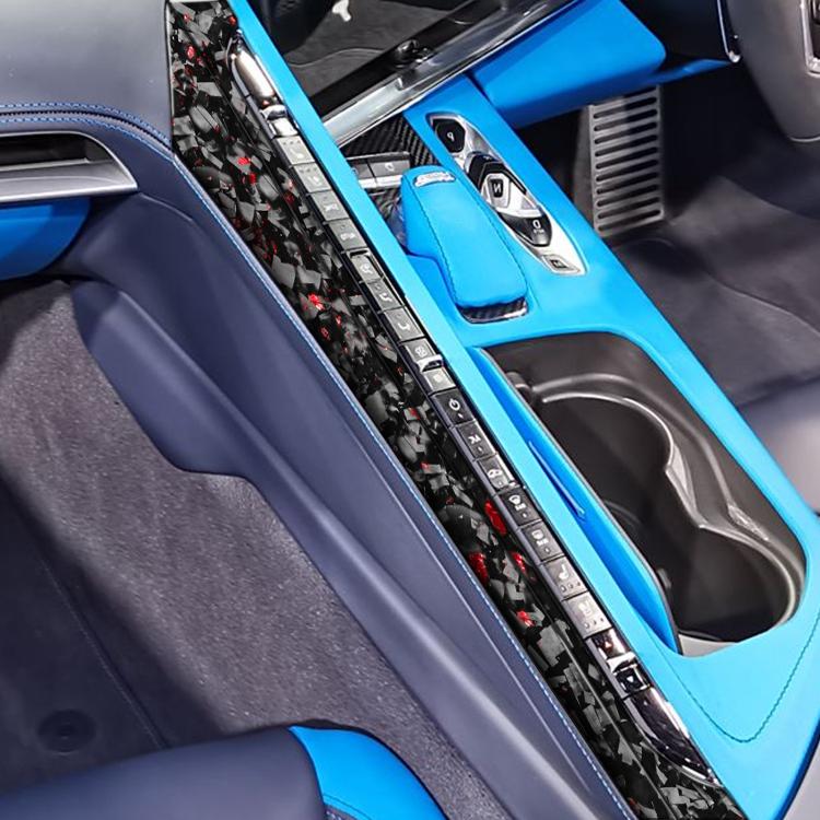 2pcs/Set Forged Gold Foil Carbon Fiber Car Center Console Side Decorative Sticker for Chevrolet Corvette C8 2020-, Right Driver(Red) - Car Interior Mouldings by buy2fix | Online Shopping UK | buy2fix