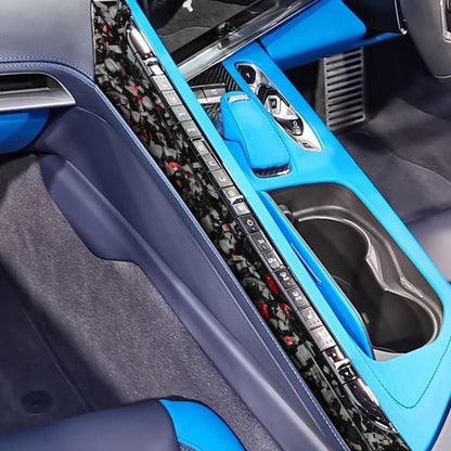 2pcs/Set Forged Gold Foil Carbon Fiber Car Center Console Side Decorative Sticker for Chevrolet Corvette C8 2020-, Right Driver(Red) - Car Interior Mouldings by buy2fix | Online Shopping UK | buy2fix