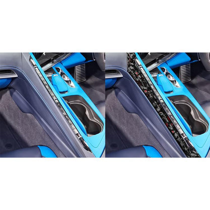 2pcs/Set Forged Gold Foil Carbon Fiber Car Center Console Side Decorative Sticker for Chevrolet Corvette C8 2020-, Right Driver(Red) - Car Interior Mouldings by buy2fix | Online Shopping UK | buy2fix