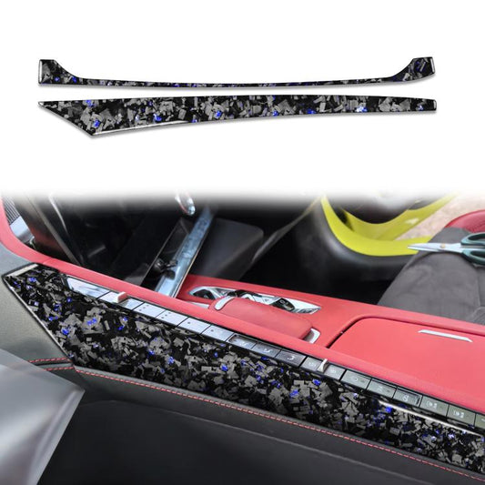 2pcs/Set Forged Gold Foil Carbon Fiber Car Center Console Side Decorative Sticker for Chevrolet Corvette C8 2020-, Right Driver(Blue) - Car Interior Mouldings by buy2fix | Online Shopping UK | buy2fix