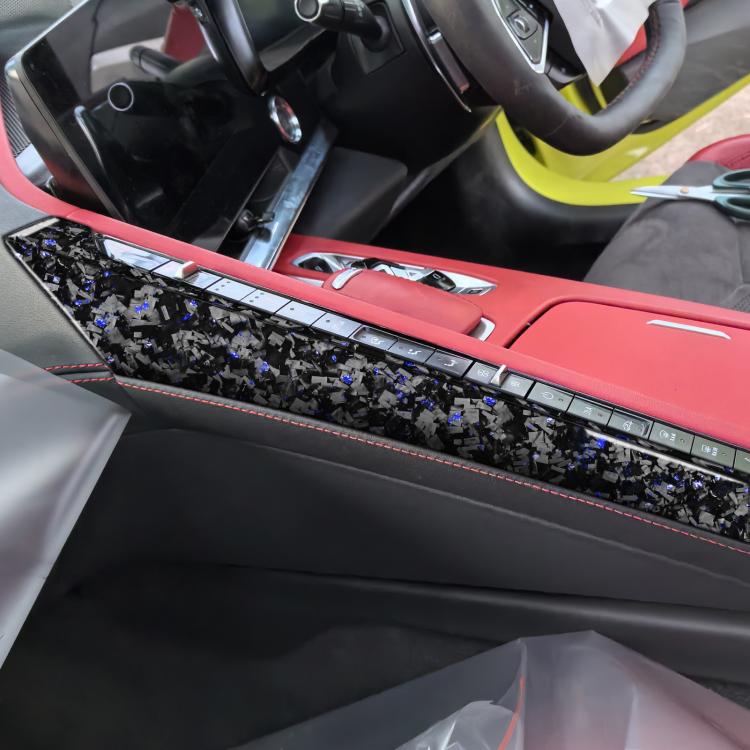2pcs/Set Forged Gold Foil Carbon Fiber Car Center Console Side Decorative Sticker for Chevrolet Corvette C8 2020-, Right Driver(Blue) - Car Interior Mouldings by buy2fix | Online Shopping UK | buy2fix