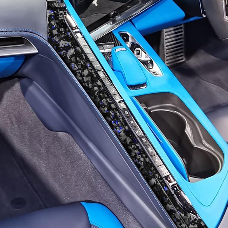 2pcs/Set Forged Gold Foil Carbon Fiber Car Center Console Side Decorative Sticker for Chevrolet Corvette C8 2020-, Right Driver(Blue) - Car Interior Mouldings by buy2fix | Online Shopping UK | buy2fix