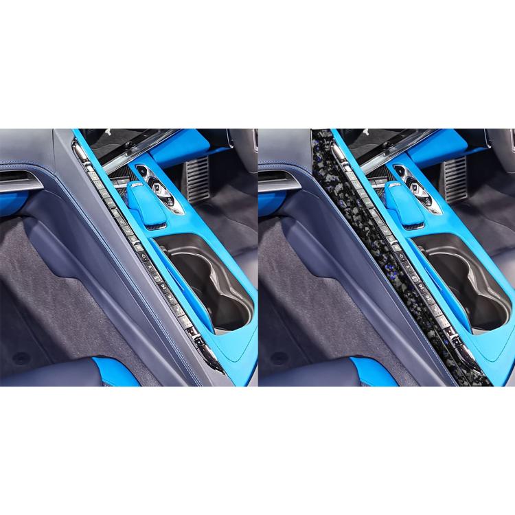 2pcs/Set Forged Gold Foil Carbon Fiber Car Center Console Side Decorative Sticker for Chevrolet Corvette C8 2020-, Right Driver(Blue) - Car Interior Mouldings by buy2fix | Online Shopping UK | buy2fix