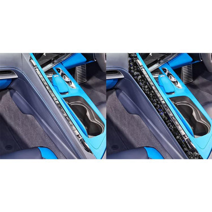 2pcs/Set Forged Gold Foil Carbon Fiber Car Center Console Side Decorative Sticker for Chevrolet Corvette C8 2020-, Right Driver(Blue) - Car Interior Mouldings by buy2fix | Online Shopping UK | buy2fix