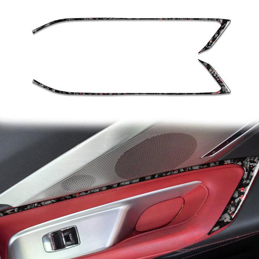 2pcs/Set Forged Gold Foil Carbon Fiber Car Door Decorative Sticker for Chevrolet Corvette C8 2020-, Left and Right Driver(Red) - Car Interior Mouldings by buy2fix | Online Shopping UK | buy2fix