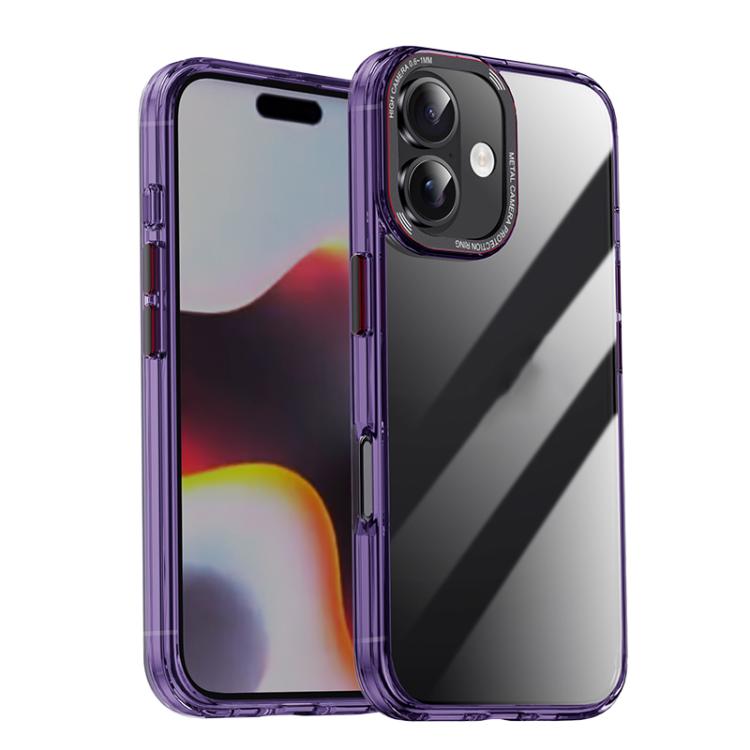 For iPhone 16 iPAKY MG Series Transparent PC+TPU Phone Case(Transparent Purple) - iPhone 16 Cases by iPAKY | Online Shopping UK | buy2fix
