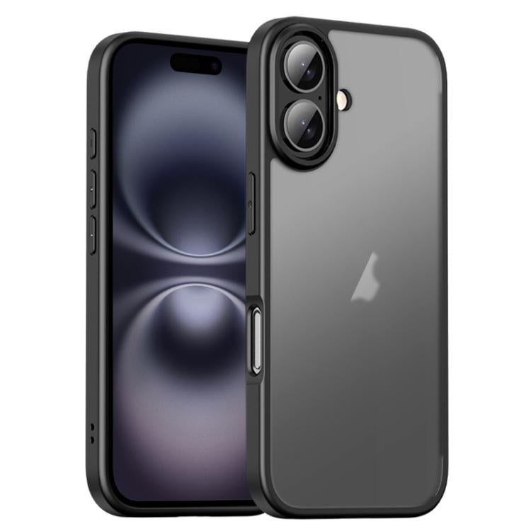 For iPhone 16 Plus iPAKY Bright Color Frosted Series Shockproof PC+TPU Phone Case(Black) - iPhone 16 Plus Cases by iPAKY | Online Shopping UK | buy2fix