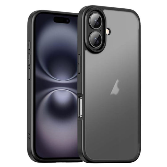 For iPhone 16 iPAKY Bright Color Frosted Series Shockproof PC+TPU Phone Case(Black)