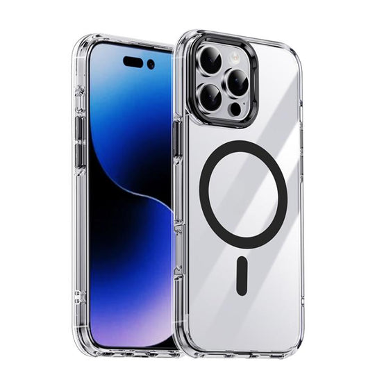 For iPhone 16 Pro iPAKY Mingxing Series MagSafe Magnetic Shockproof PC+TPU Phone Case(Transparent + Black)
