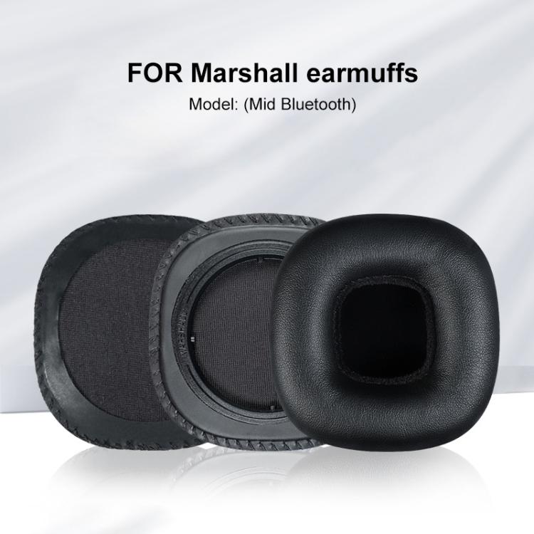 2pcs Protein Leather Replacement Earpads For Marshall Mid Bluetooth(Black with Snap-on) - Earmuff & Pad by buy2fix | Online Shopping UK | buy2fix