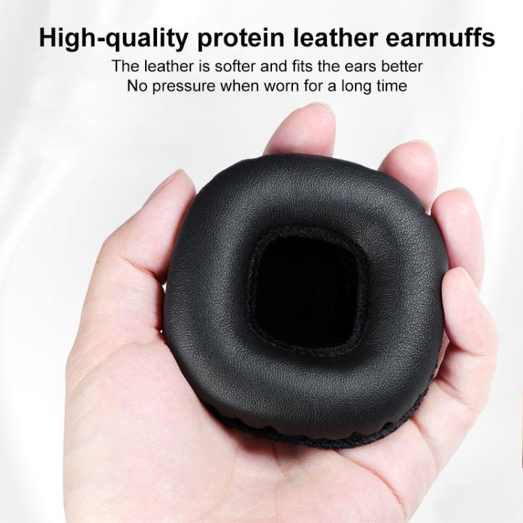 2pcs Protein Leather Replacement Earpads For Marshall Mid Bluetooth(Black with Snap-on) - Earmuff & Pad by buy2fix | Online Shopping UK | buy2fix
