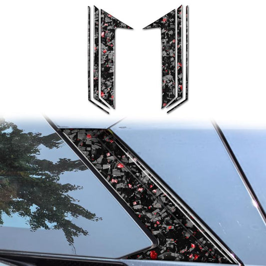 6pcs/Set Forged Gold Foil Carbon Fiber Car Roof Camera Decorative Sticker for Chevrolet Corvette C8 2020-, Left and Right Driver(Red) - Car Interior Mouldings by buy2fix | Online Shopping UK | buy2fix