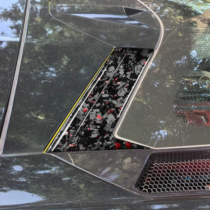 6pcs/Set Forged Gold Foil Carbon Fiber Car Roof Camera Decorative Sticker for Chevrolet Corvette C8 2020-, Left and Right Driver(Red) - Car Interior Mouldings by buy2fix | Online Shopping UK | buy2fix