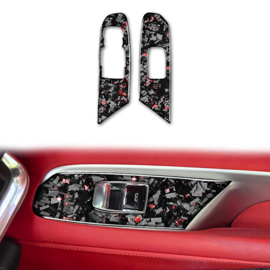 2pcs/Set Forged Gold Foil Carbon Fiber Car Window Lift Decorative Sticker for Chevrolet Corvette C8 2020-, Left Driver(Red) - Car Interior Mouldings by buy2fix | Online Shopping UK | buy2fix